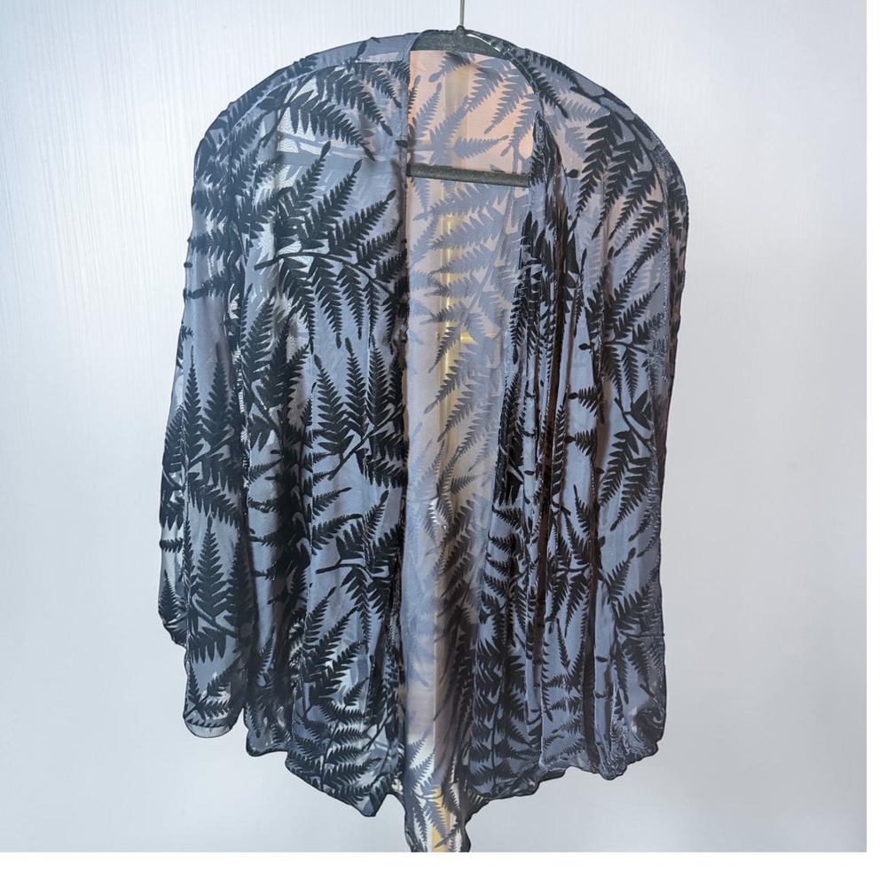 Floreat Anthro Sheer Velvet Burnout Kimono Boho Open Front Duster Festival